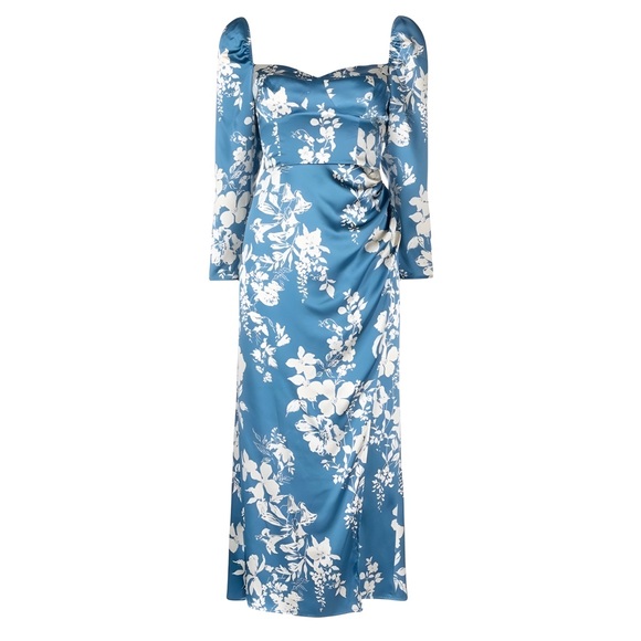 Reformation Gloriana 100% Silk Dress Long-Sleeve Floral Print Wrap Skirt | 2 - Picture 8 of 16